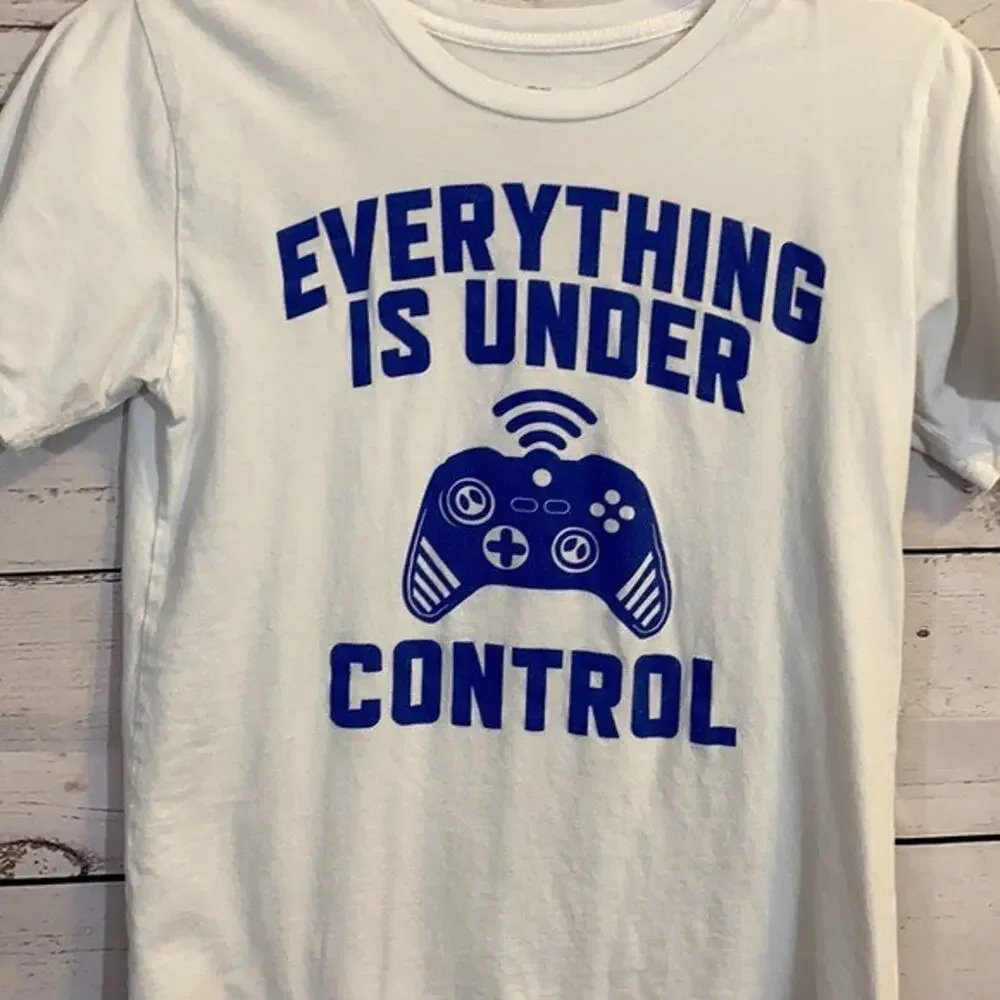 Childrens Place Shirt Top Youth Boys Large White‎ Blue Gaming Gamer